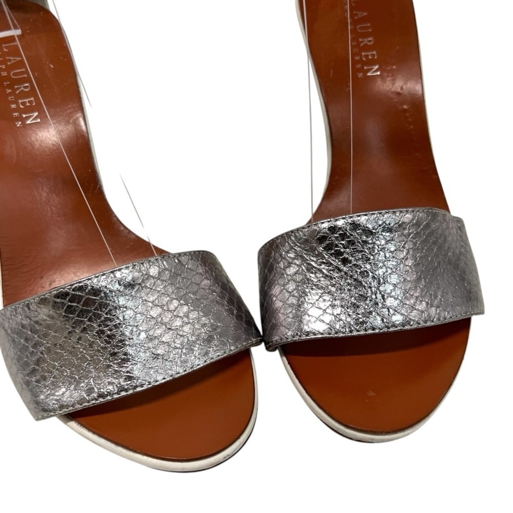 Lauren Ralph Lauren Leah Leather Snakeskin High Heel Pumps Sandals Women’s 7.5 - Picture 5 of 15